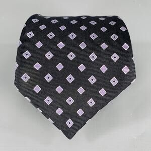 KITON Black Purple Diamond Silk Tie